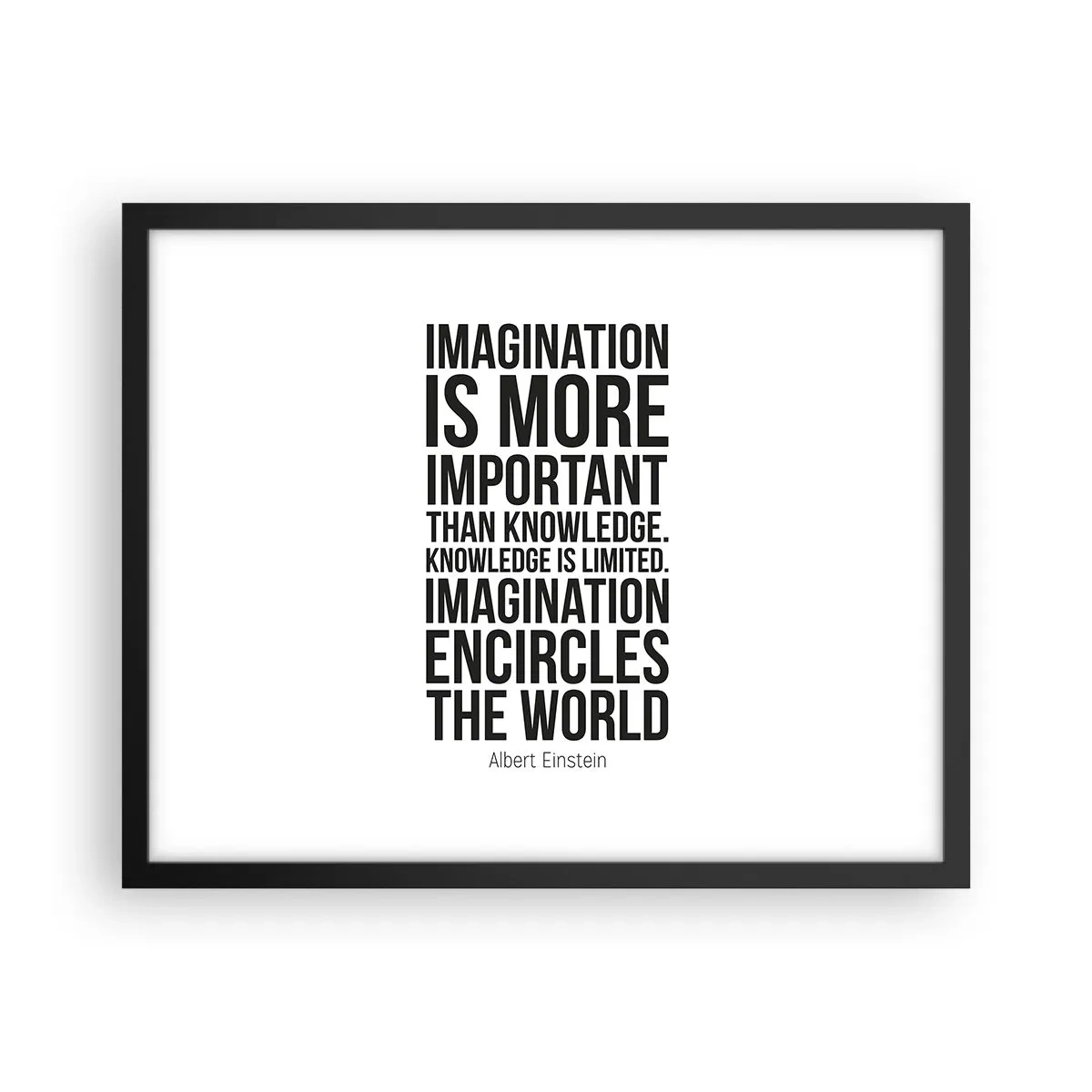 Poster in een zwarte lijst - Einstein over de kracht van verbeelding - 50x40 cm