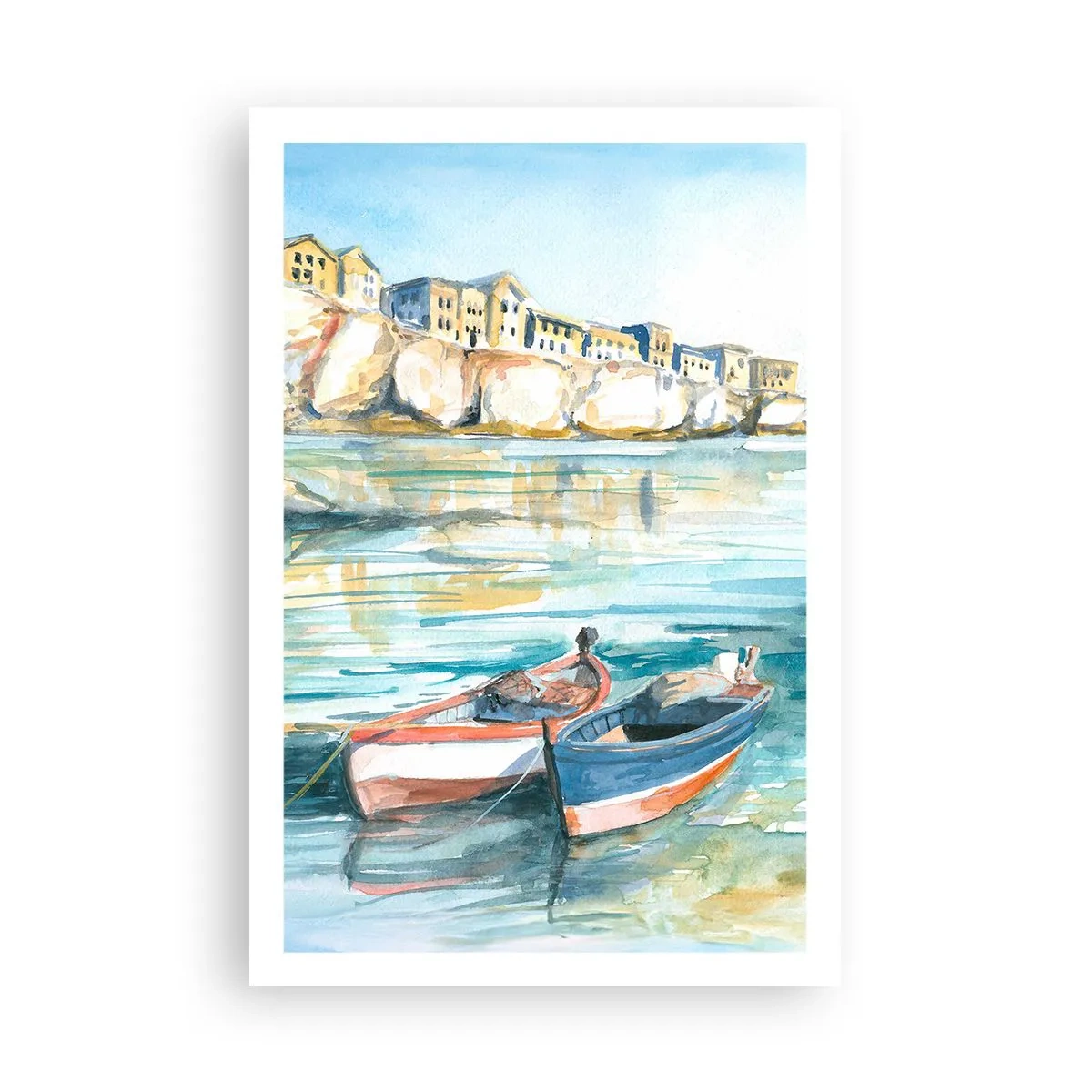 Poster - Azuurblauw landschap - 61x91 cm