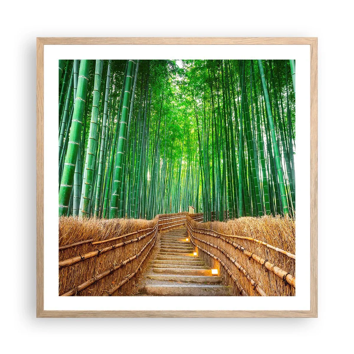 Een poster in een licht eiken lijst - De essentie van de aziatische natuur - 60x60 cm