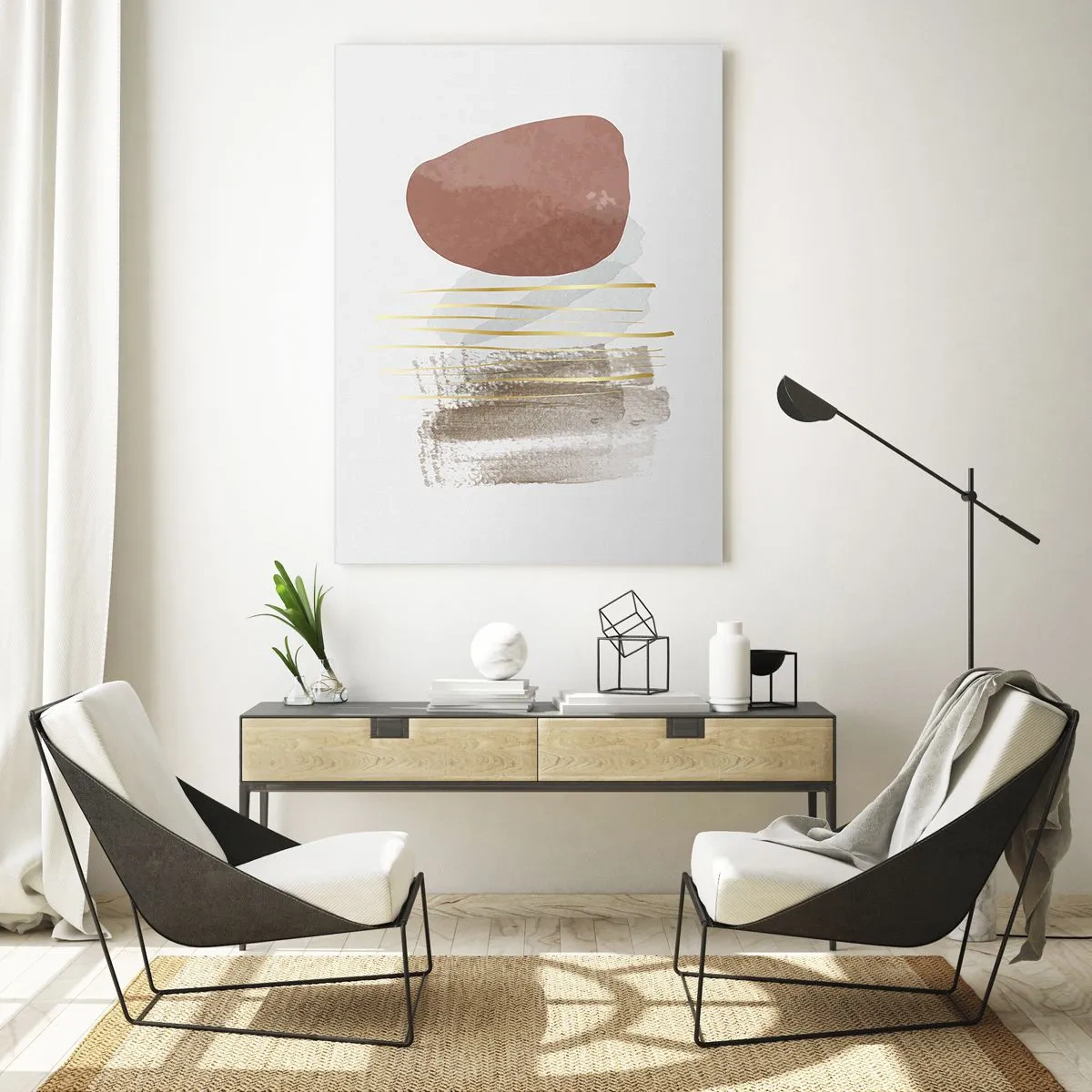 Schilderen op glas - Abstracte zuilengalerij - 50x70 cm