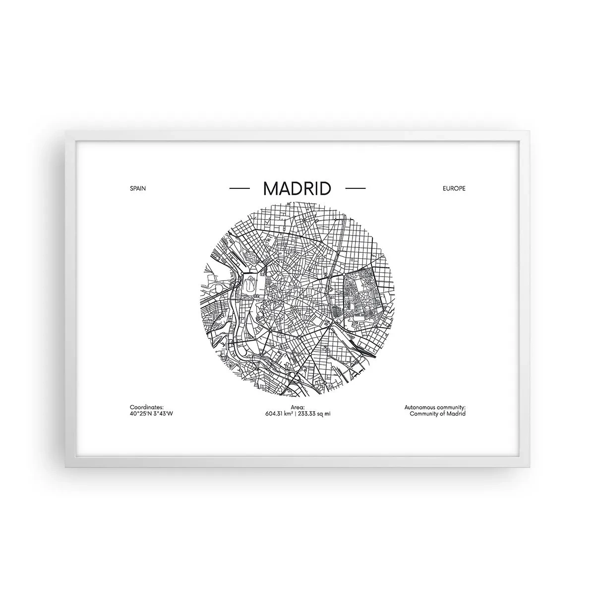 Poster in een witte lijst - Anatomie van Madrid - 70x50 cm