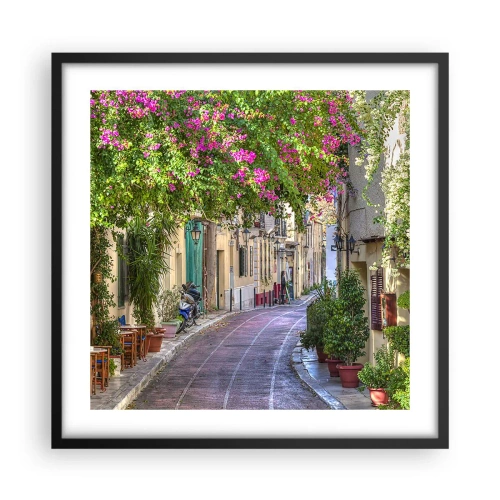 Poster in een zwarte lijst - Bloeiende steeg - 50x50 cm