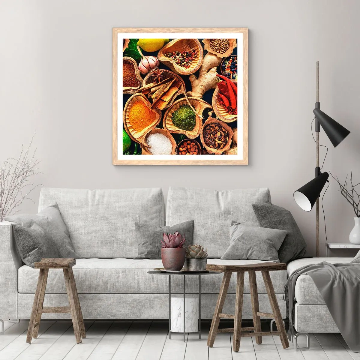 Een poster in een licht eiken lijst - Neem wat je wilt - 50x50 cm