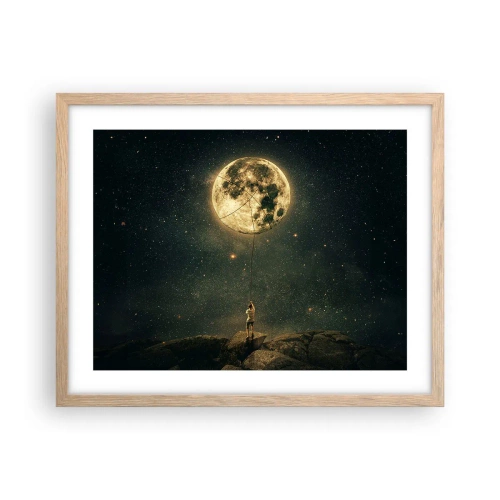 Een poster in een licht eiken lijst - Iemand die de maan heeft gestolen - 50x40 cm