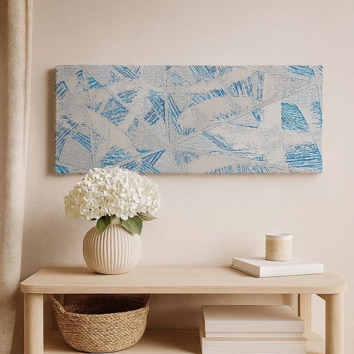 Schilderen op canvas - In een blauwgrijs labyrint - 100x40 cm