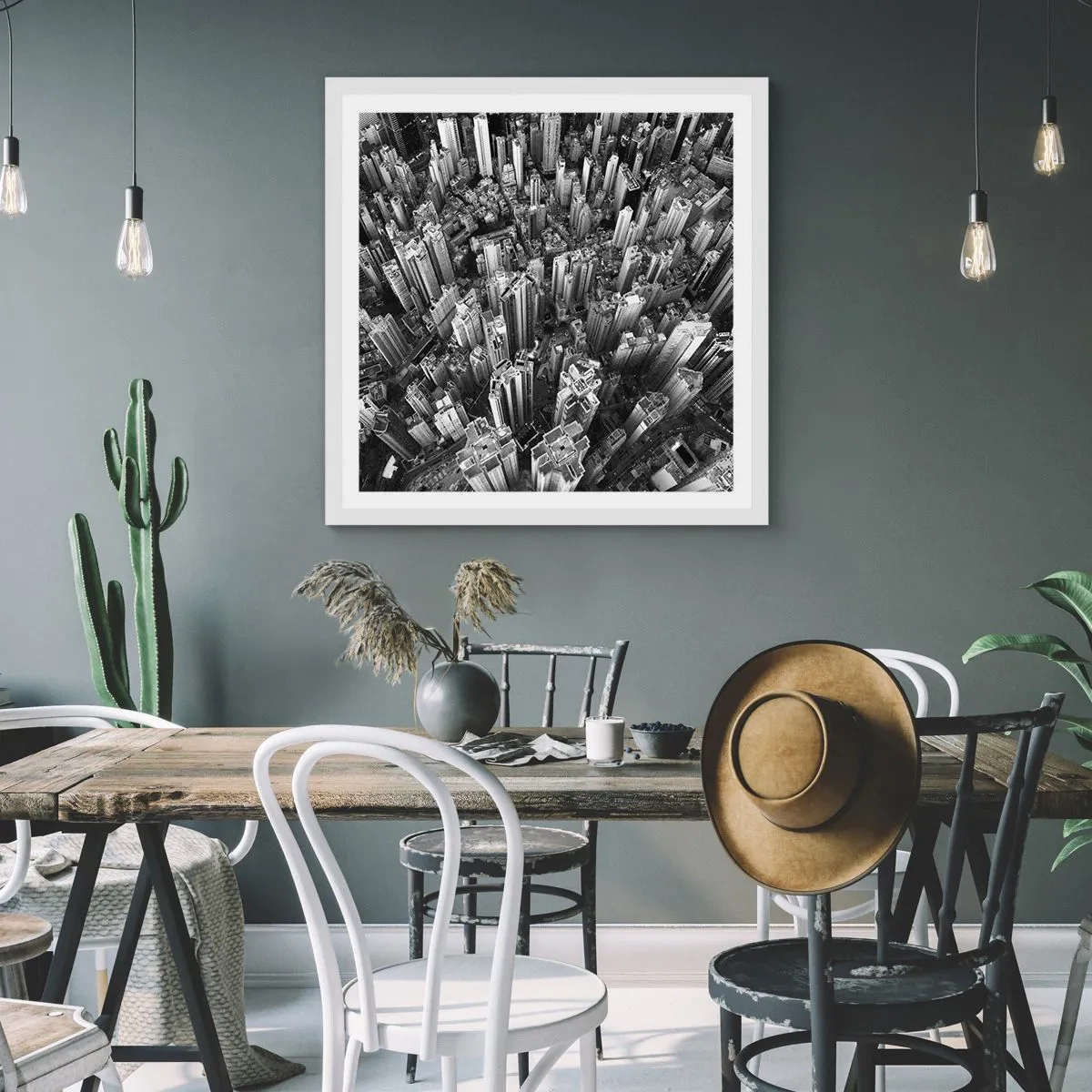 Poster in een witte lijst - Nog steeds hoger en hoger - 60x60 cm