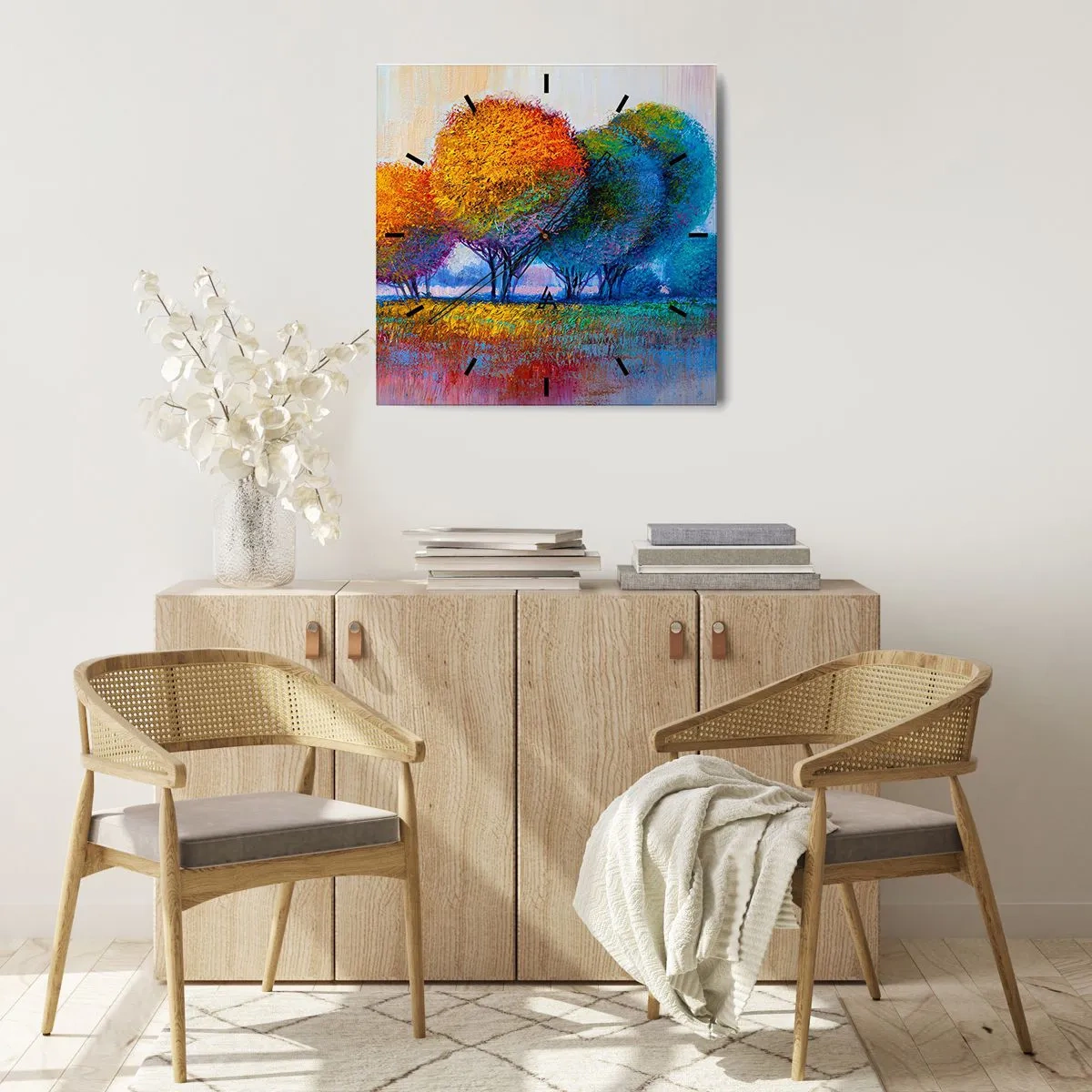 Wandklok - Klok - Een klomp van schitterende kleuren - 40x40 cm