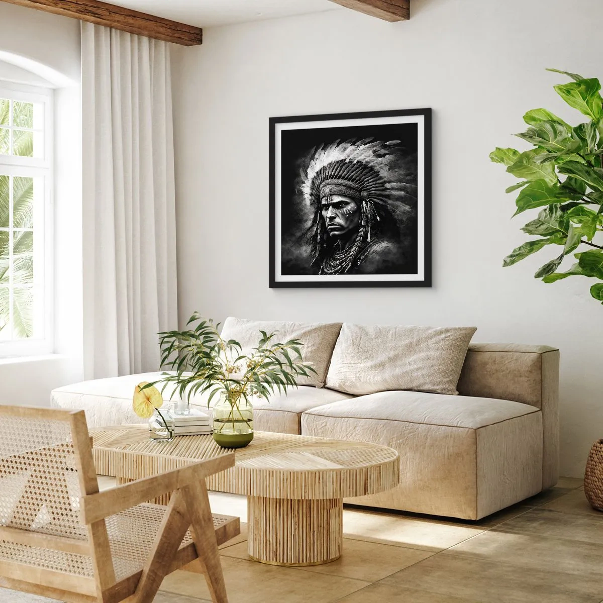 Poster in een zwarte lijst - Een leider en strijder - 40x40 cm