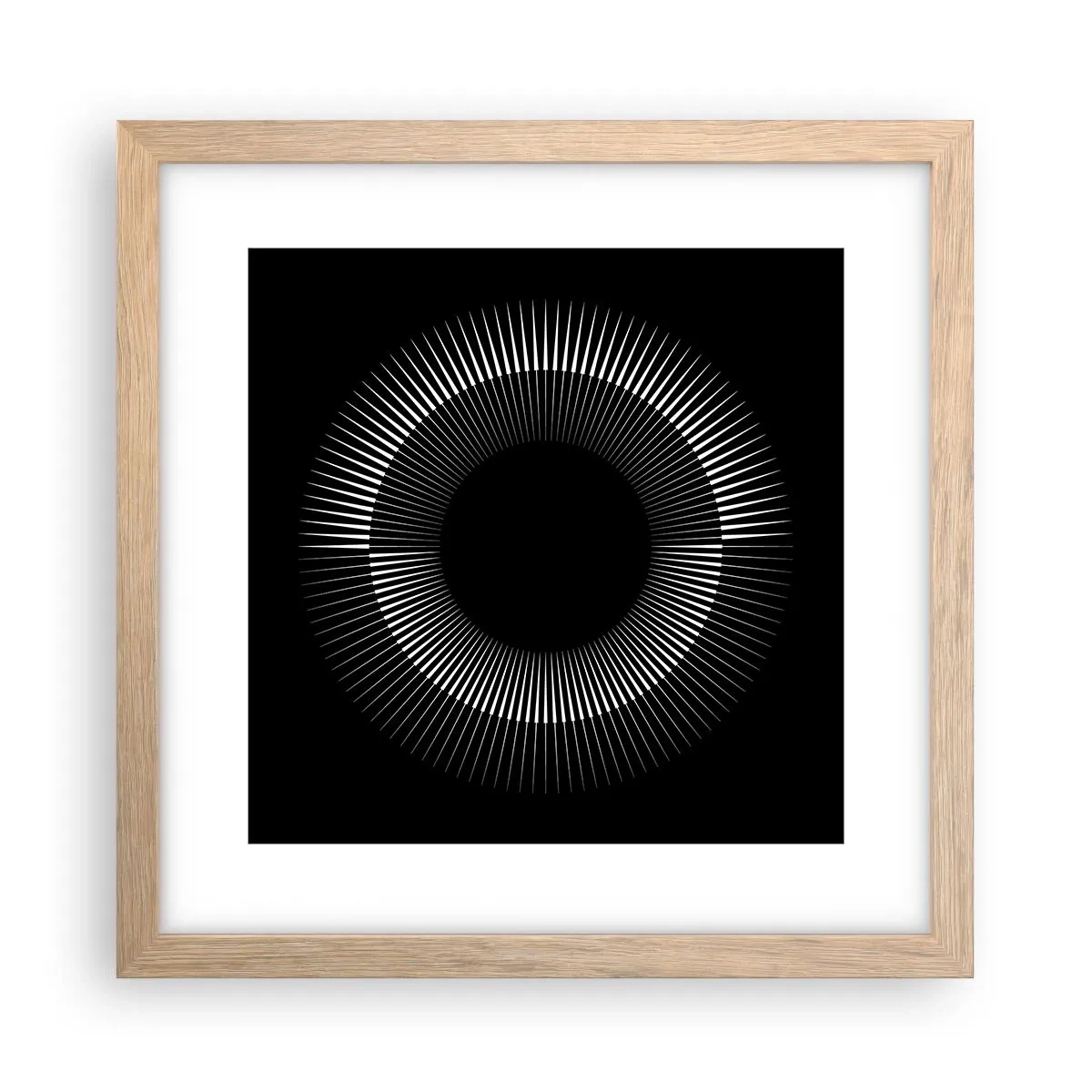 Een poster in een licht eiken lijst - Zwarte zon - 30x30 cm
