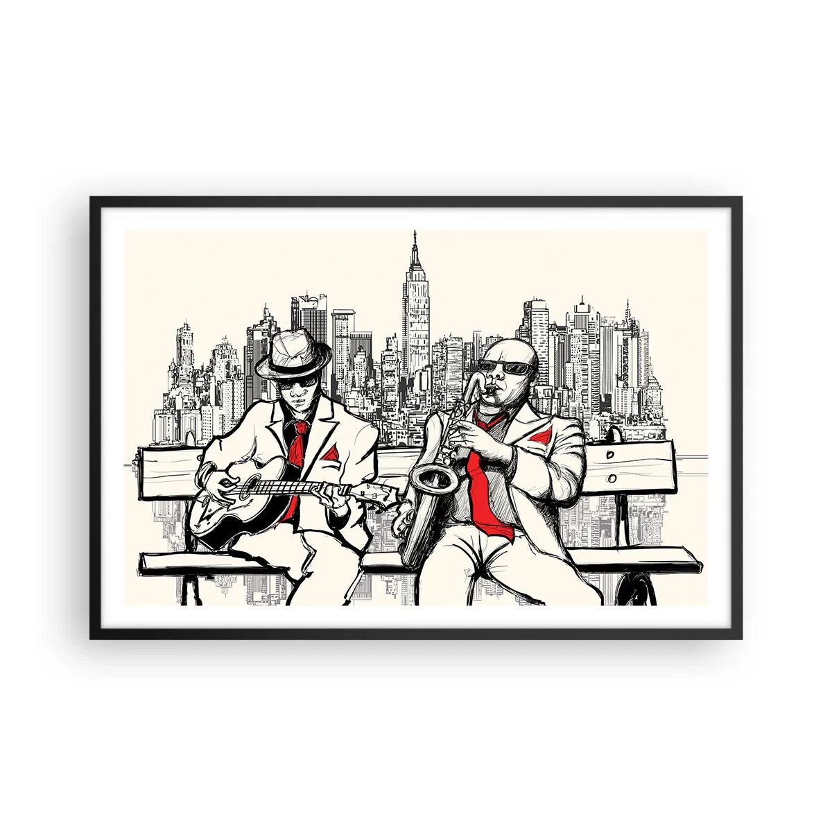 Poster in een zwarte lijst - Improvisatie van New York - 91x61 cm