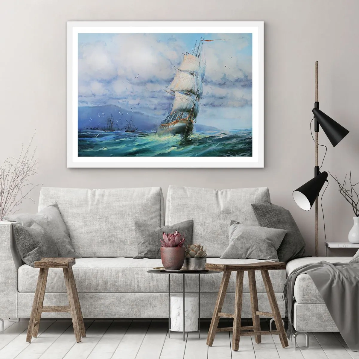 Poster in een witte lijst - Goede wind - 91x61 cm