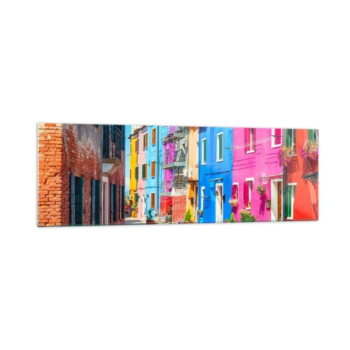 Schilderen op glas - Stadje "De Papegaai" - 160x50 cm