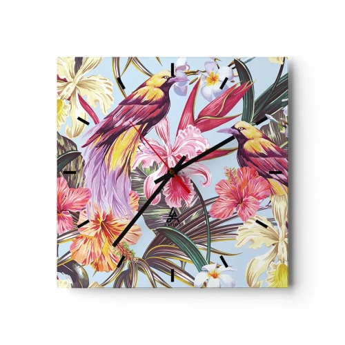 Wandklok - Klok - Bloemblaadjes en veren - 30x30 cm