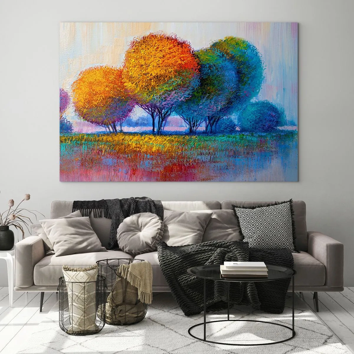 Schilderen op glas - Een klomp van schitterende kleuren - 100x70 cm
