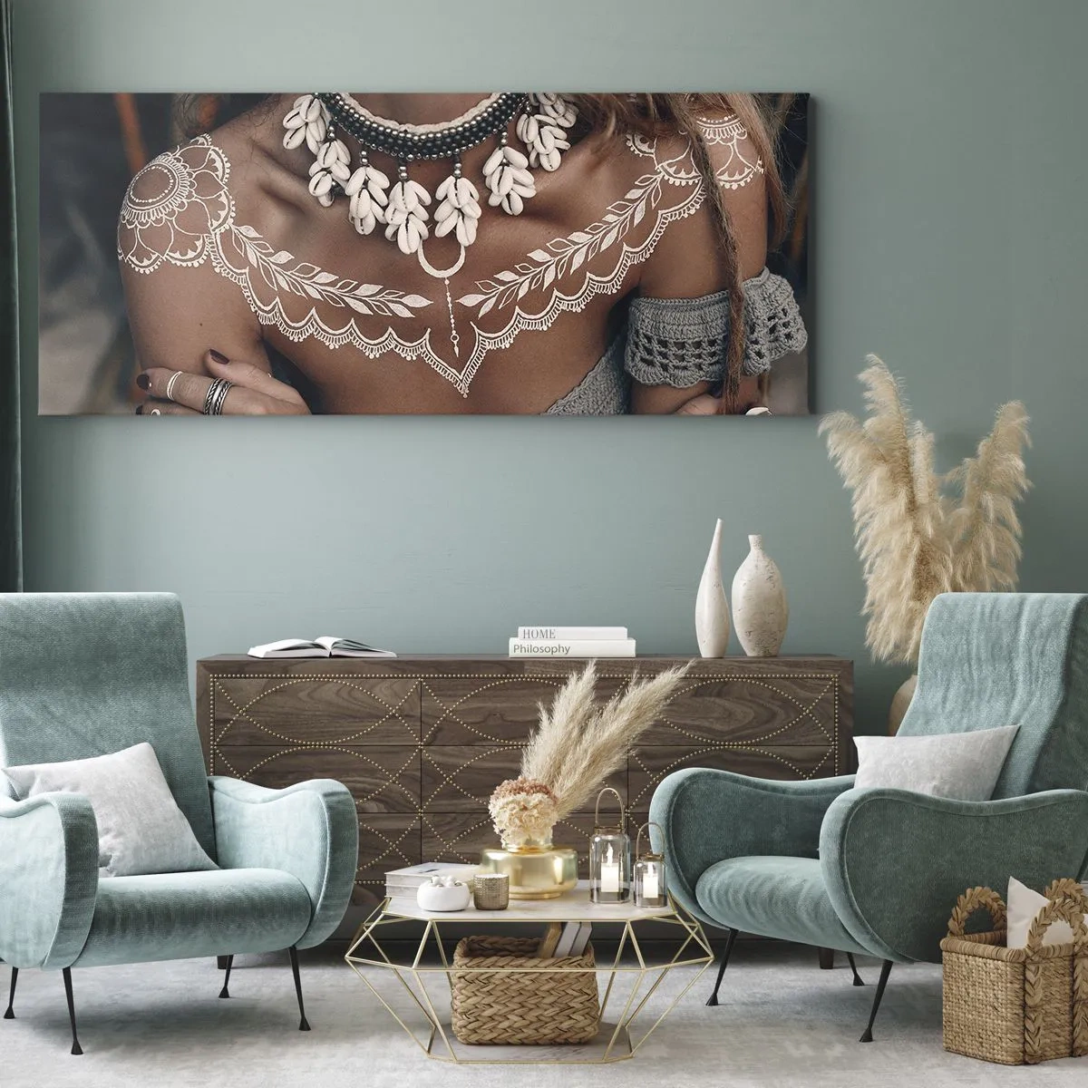 Schilderen op canvas - Talismannen, rituelen van vrouwelijkheid - 160x50 cm
