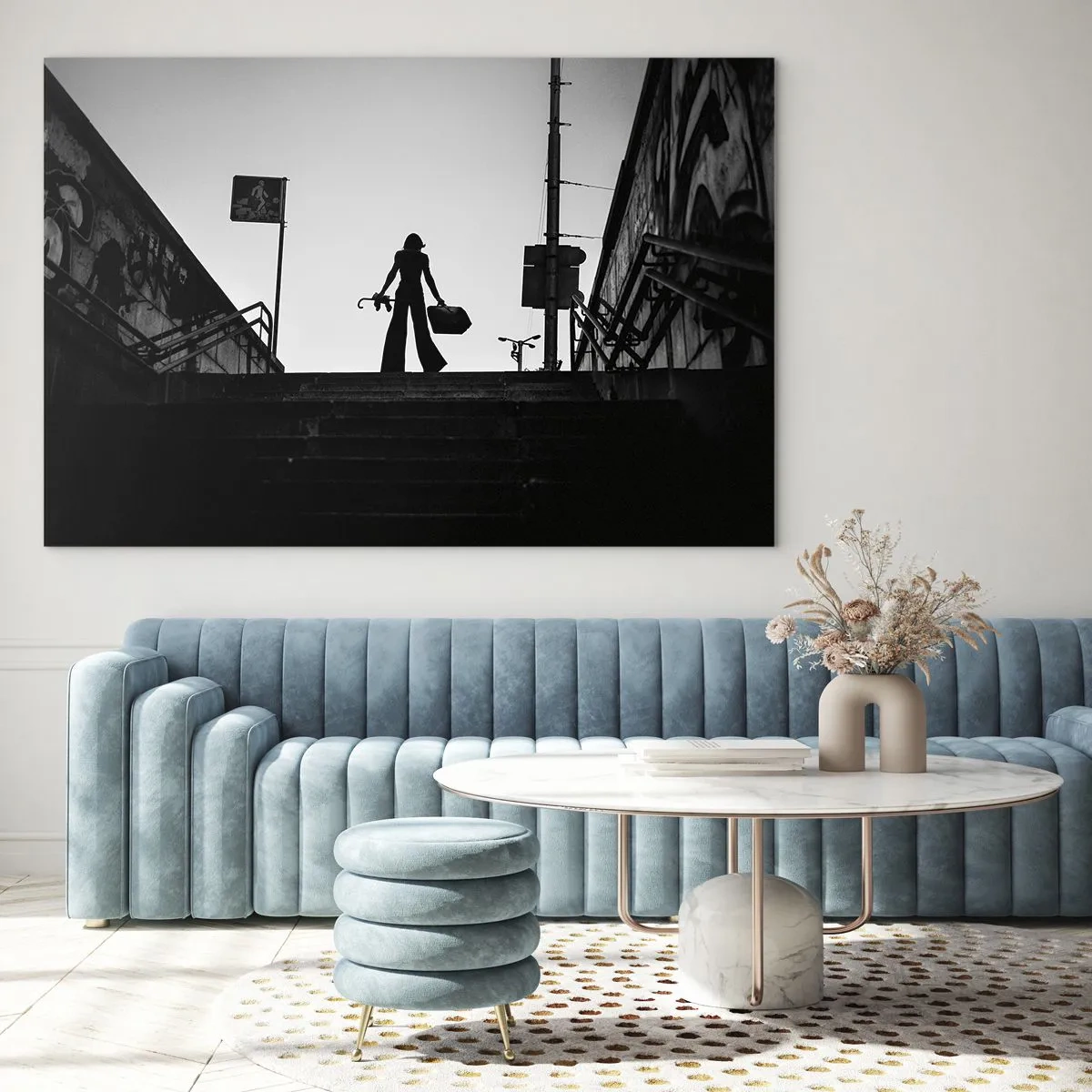 Schilderen op glas - Stedelijk dwalen - 100x70 cm