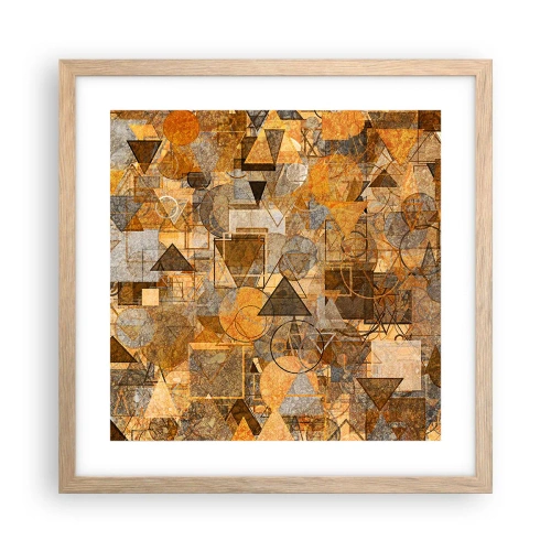 Een poster in een licht eiken lijst - De wereld in vorm - 40x40 cm