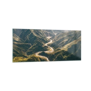 Schilderen op glas - Recht uit het hart van de bergen - 120x50 cm