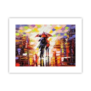 Poster - Samen door de nacht en regen - 40x30 cm