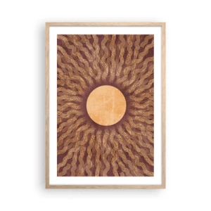 Een poster in een licht eiken lijst - Zon icoon - 50x70 cm