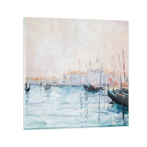 Schilderen op glas - Achter het water, achter de mist - 70x70 cm