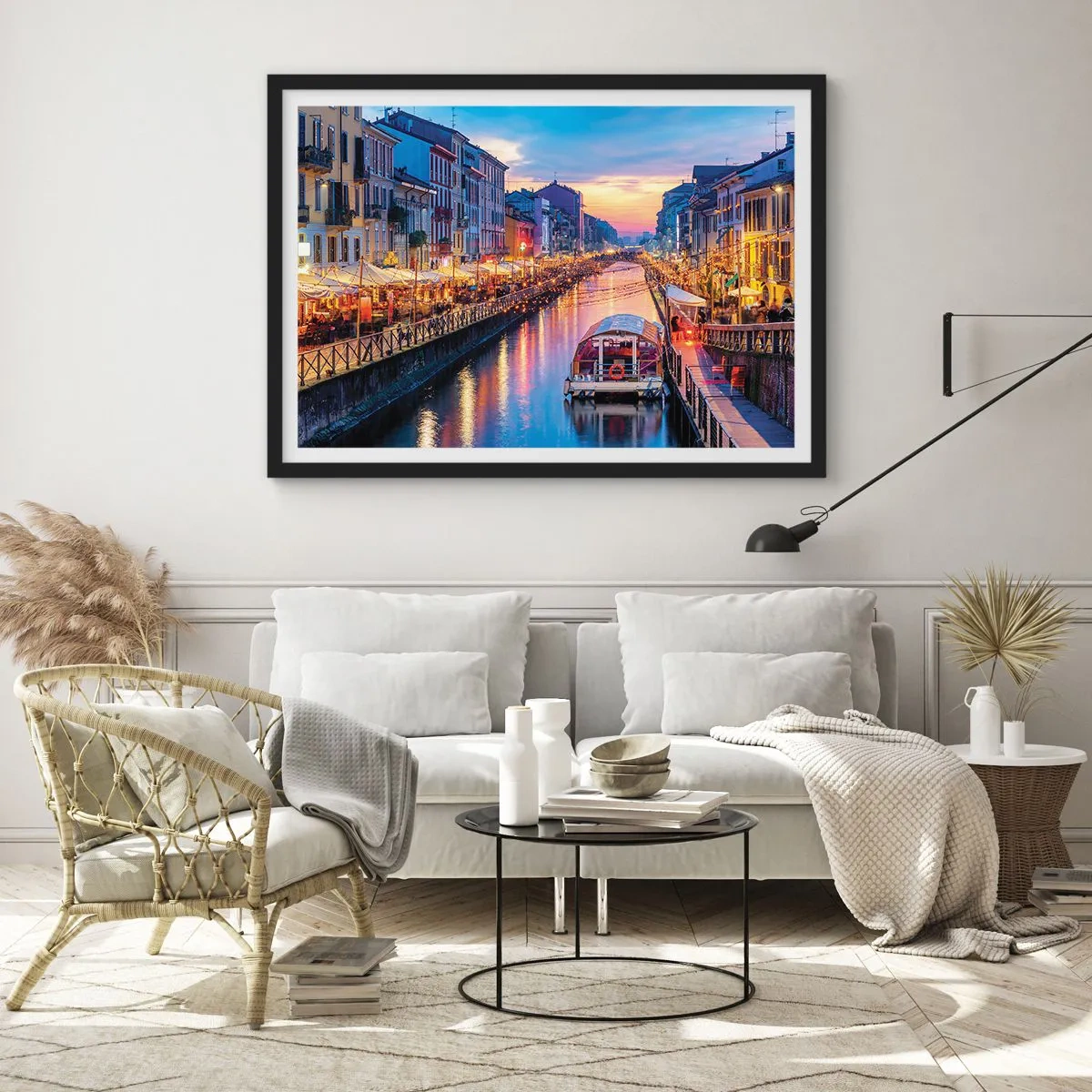 Poster in een zwarte lijst - Een avond vol licht en plezier - 100x70 cm
