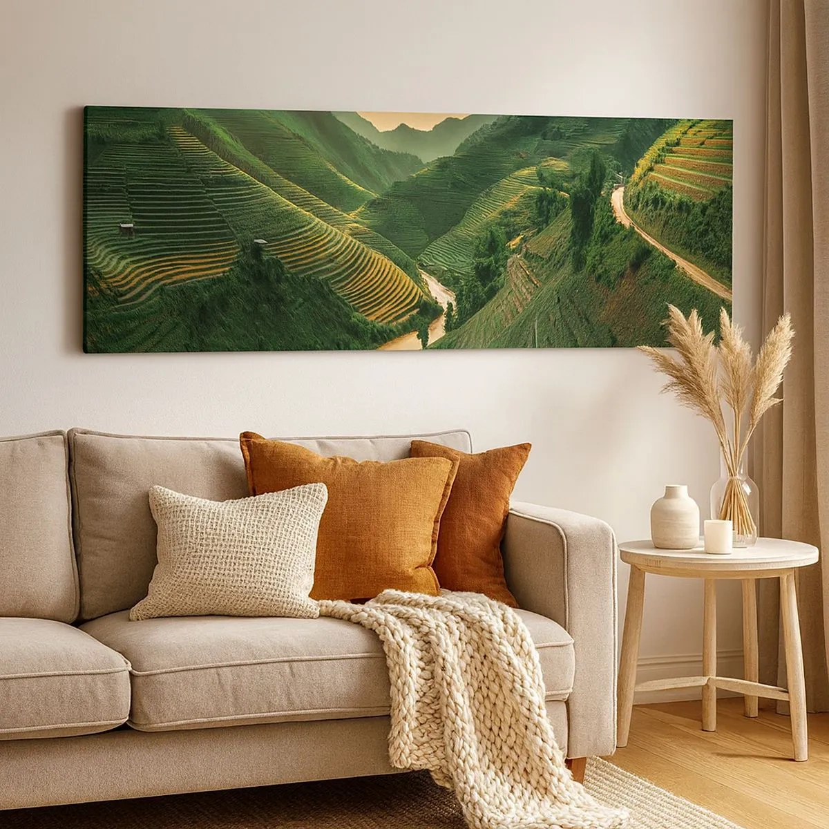Schilderen op canvas - Vietnamese vallei - 100x40 cm