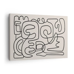 Schilderen op canvas - Abstract lijnkunstpatroon in zwart op een lichte achtergrond - 70x50cm - Volg het pad - Moderne wanddecoratie voor woonkamer en slaapkamer ARTTOR