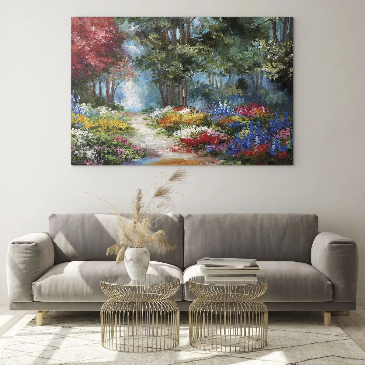 Schilderen op glas - Bostuin, bloemenbos - 120x80 cm