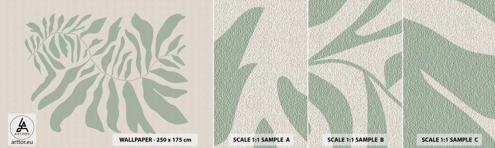 Fotobehang Staaltje Standard Eco - Smaragdgroene tak - Boho, Plant, Botanisch - 100x30 cm