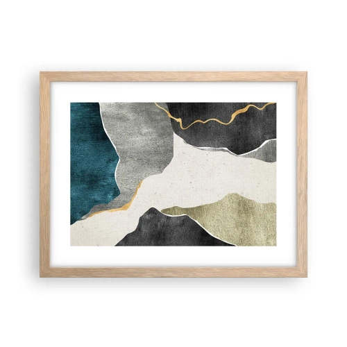 Een poster in een licht eiken lijst - Mozaïekcompositie met gouddraad - 40x30 cm