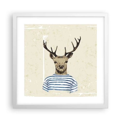 Poster in een witte lijst - Omdat ik van gestreepte t-shirts hou! - 40x40 cm