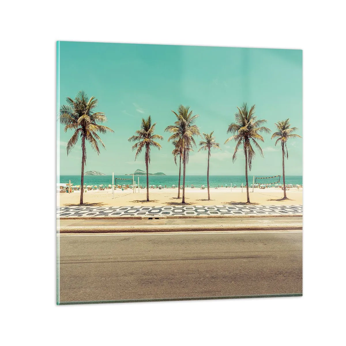 Schilderen op glas - Op wacht op het strand - 70x70 cm
