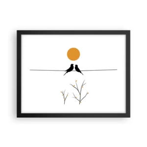 Poster in een zwarte lijst - Nachtegalen avond - 40x30 cm