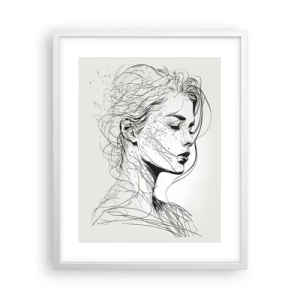 Poster in een witte lijst - Portret in gedachten - 40x50 cm