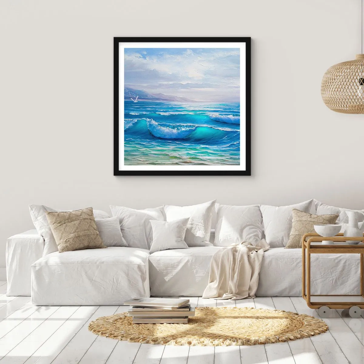 Poster in een zwarte lijst - Het brengt verlichting - 30x30 cm