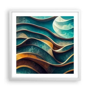 Poster in een witte lijst - Meanders van blauw - 50x50 cm