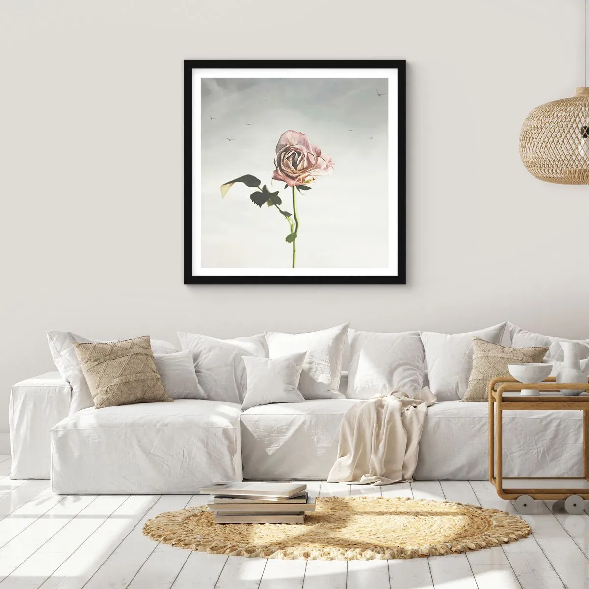 Poster in een zwarte lijst - Begroeting van de lente - 30x30 cm