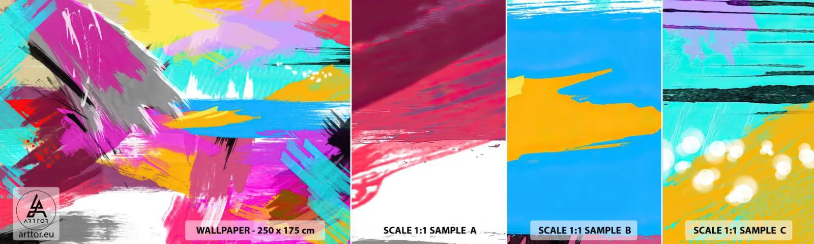 Fotobehang Monster Zelfklevend Deluxe Sticker - Man, man, man en weer man - Abstractie, Deel, Modern patroon - 100x30 cm