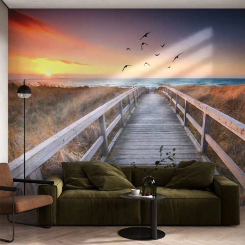 Fotobehang Premium Sand - De ruimte voor opvliegen - Landschap, Zee, Strand - 100x70 cm