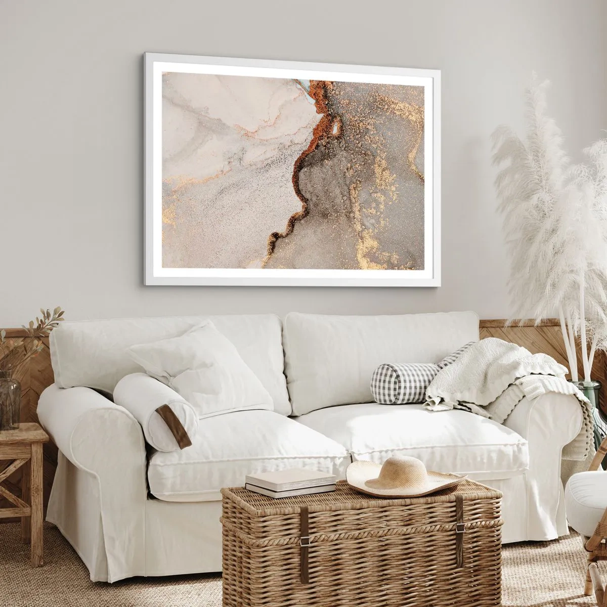 Poster in een witte lijst - Op de grens van kleuren - 100x70 cm