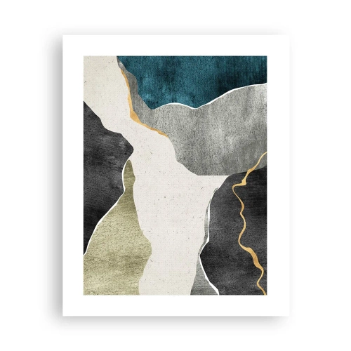 Poster - Mozaïekcompositie met gouddraad - 40x50 cm