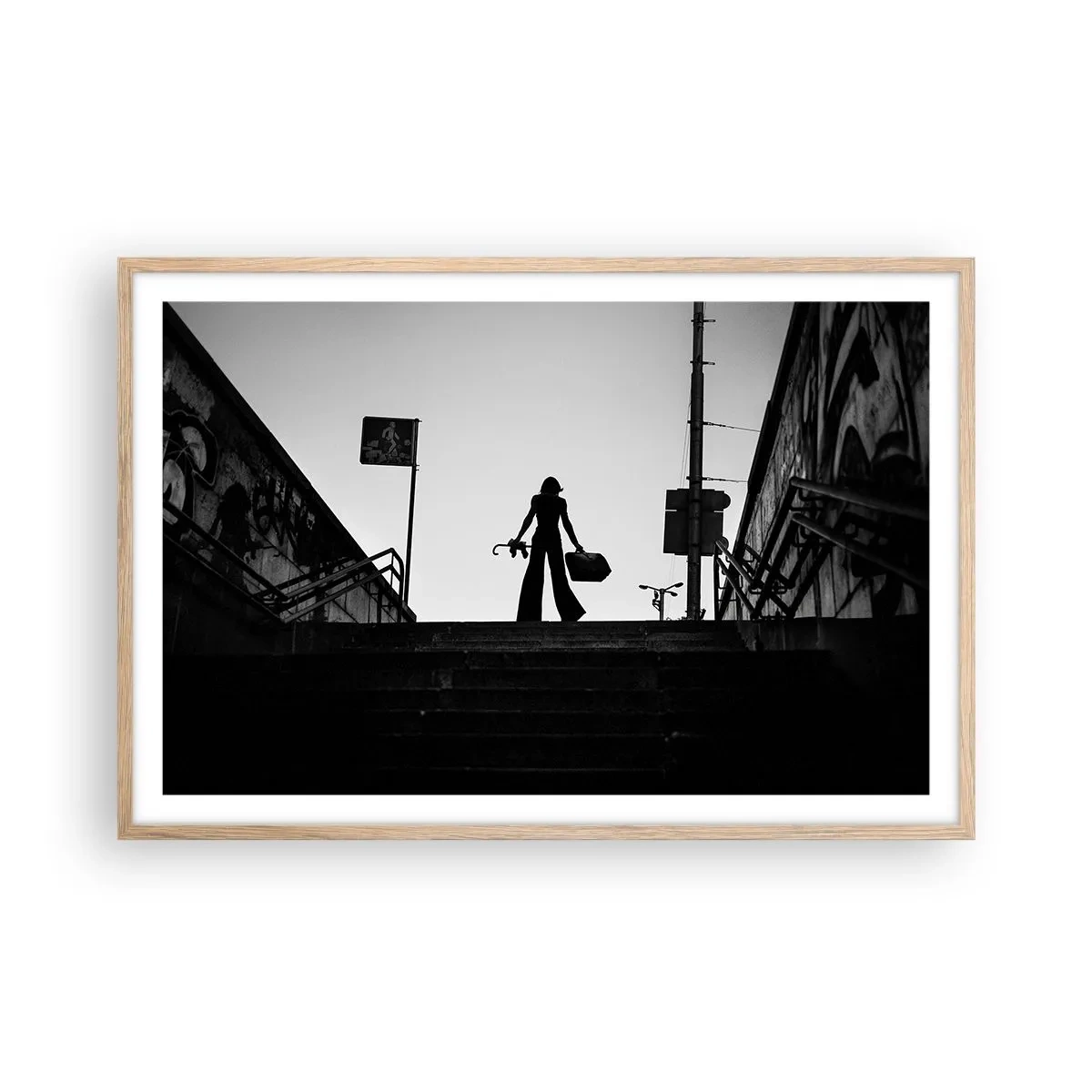 Een poster in een licht eiken lijst - Stedelijk dwalen - 91x61 cm