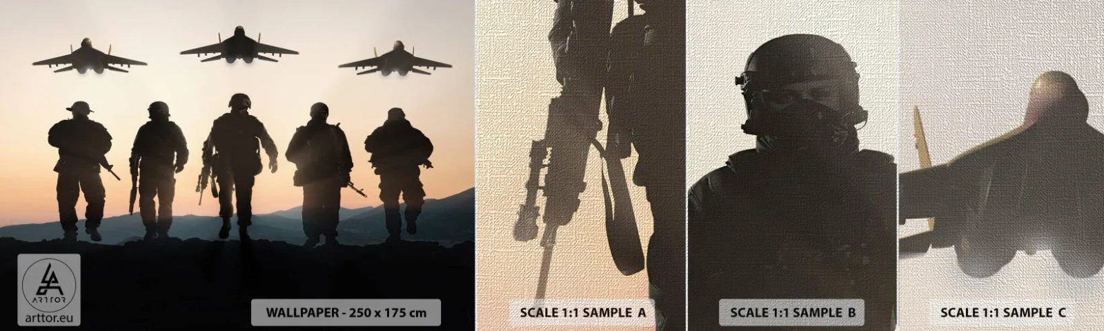 Fotobehang Monster Premium Canvas - Welkom in onze wereld - Leger, Leger, Soldaten - 100x30 cm