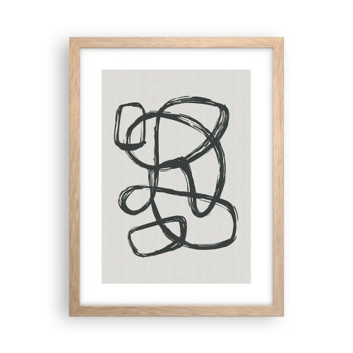 Een poster in een licht eiken lijst - Lusvormige abstractie - 30x40 cm