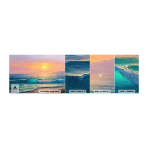 Fotobehang Monster Zelfklevend Deluxe Sticker - Een turquoise lied van de golven - Abstractie, Landschap, Zee - 100x30 cm