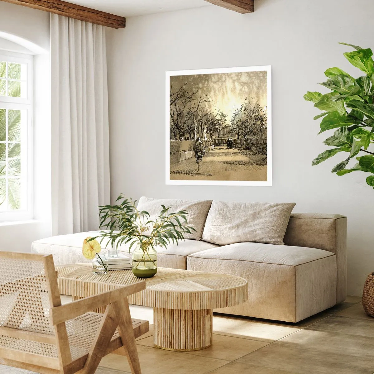 Poster - Een moment gestopt met een veer - 30x30 cm