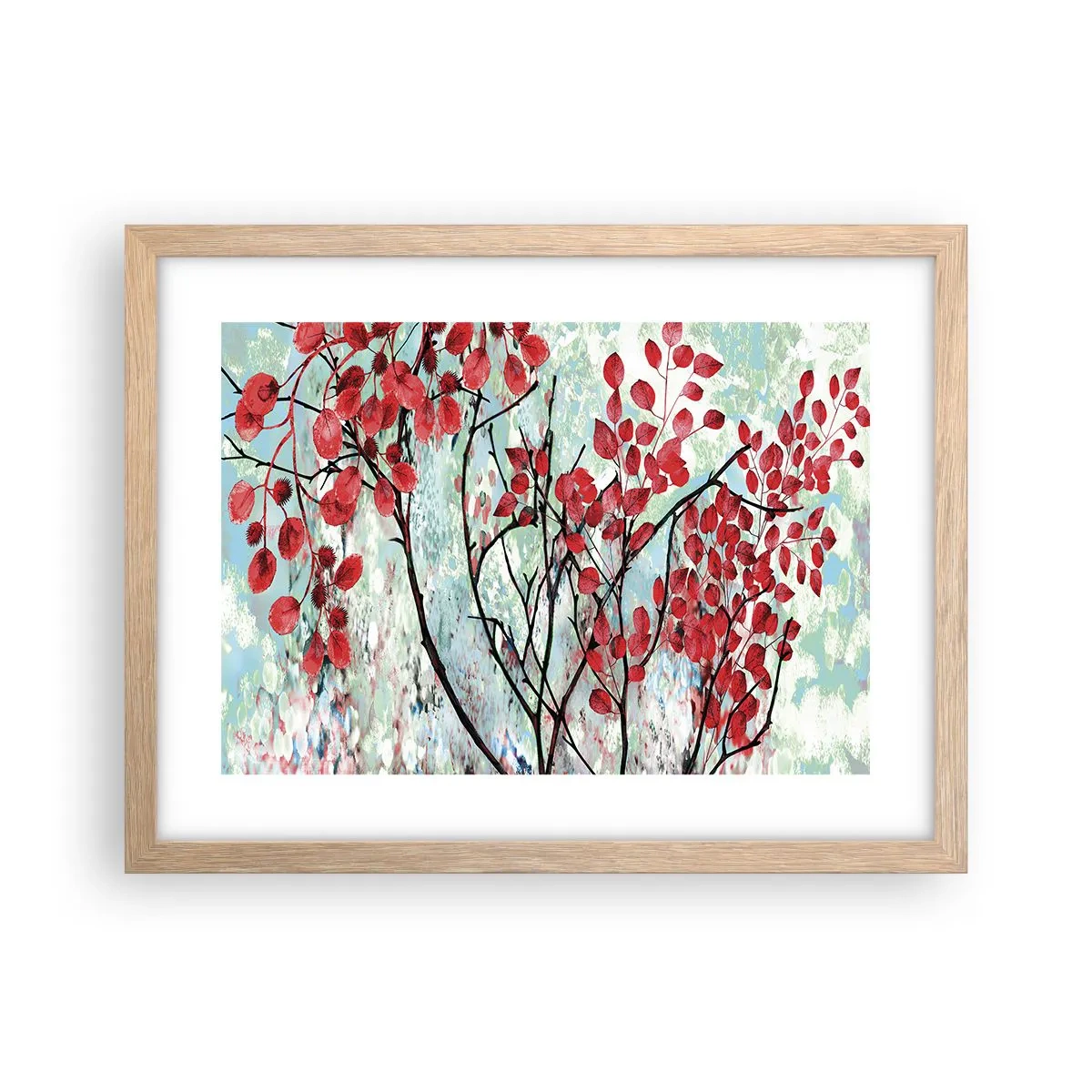 Een poster in een licht eiken lijst - Boom in scharlaken - 40x30 cm