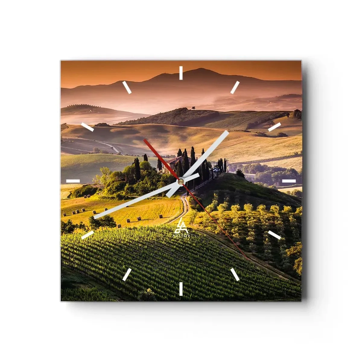 Wandklok - Klok - Arcadia - het Toscaanse landschap - 30x30 cm