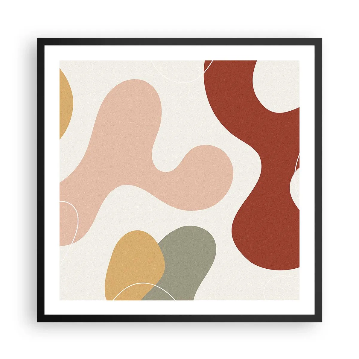 Poster in een zwarte lijst - Kronkels of krullen? - 60x60 cm